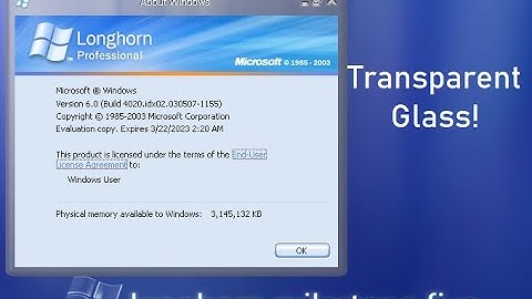 Transparent glass in Windows Longhorn M5 build 4020