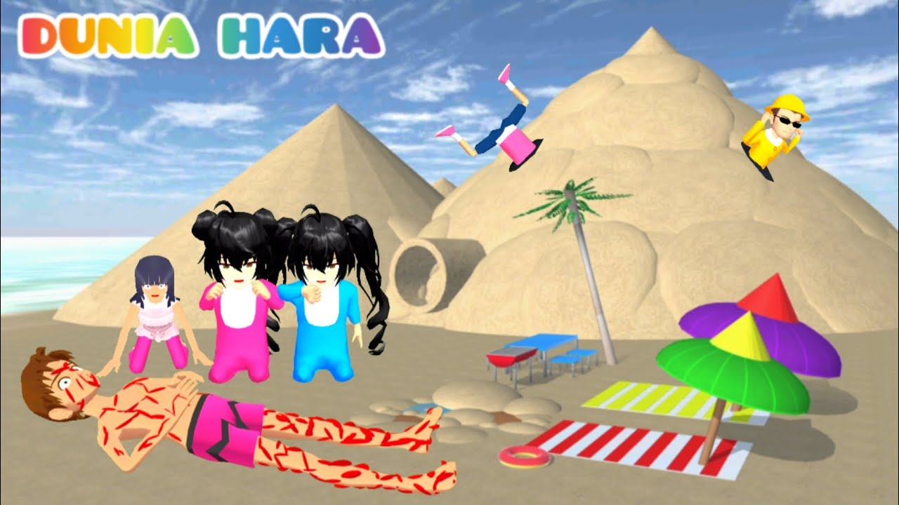 Badan Yuta Masuk Cacing Karena Korek n Main Pasir Pantai 😱 | Sakura School Simulator