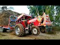 MF 385 Tractor Pulling The Heavy Load Of 27,000 Kg Sugarcane Trolley