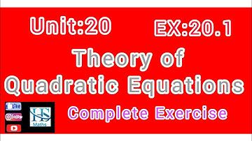 #unit 20  #exercise 20.1 #complete #class10 #Theory of Quadratic Equation #sindhboard #mathematics