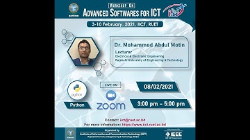 Python by Dr. Muhammad Abdul Motin, Organized by the IICT, RUET, & volunteered by IEEE RUET SB
