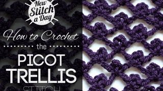 For written instructions and photos please visit: http://newstitchaday.com/how-to-crochet-the-picot-trellis-stitch/ Skill: Intermediate 