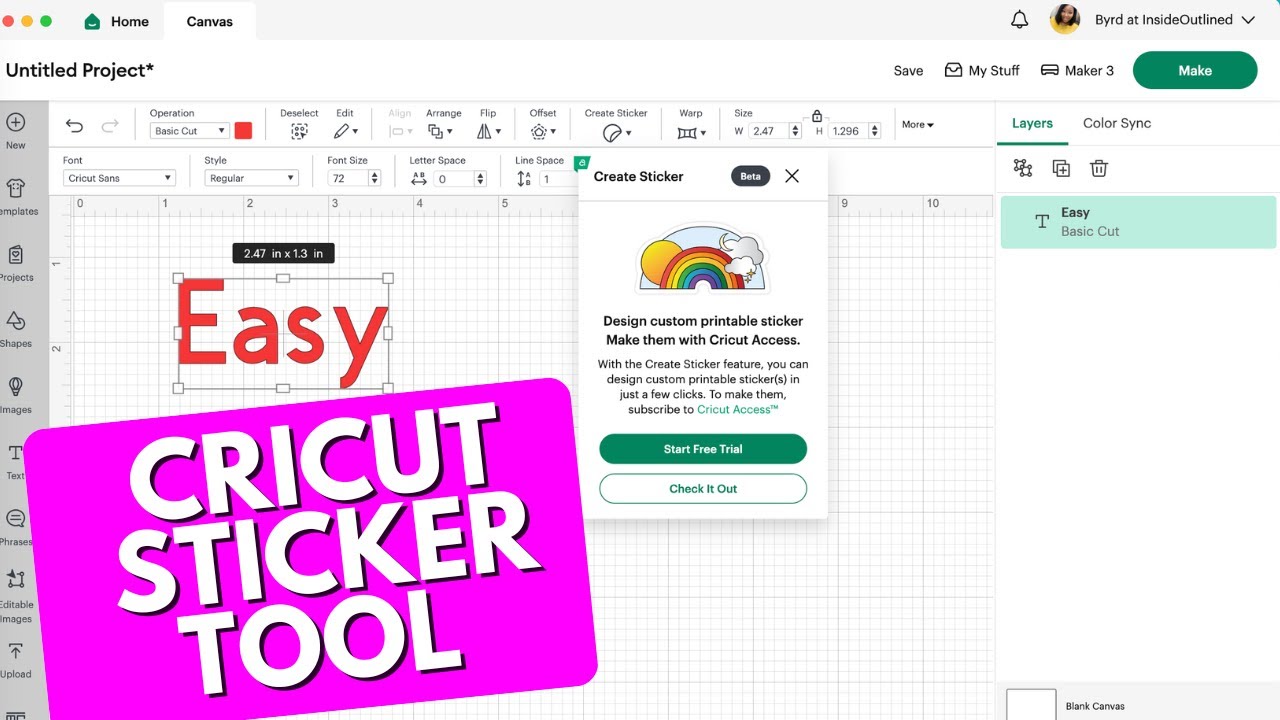 Cricut Create Stickers Feature Cricut Die Cut Stickers Cricut Kiss