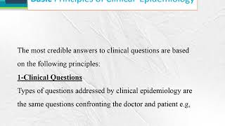 Introduction of clinical epidemiology - Lecture 1