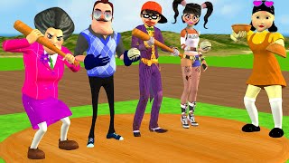 Scary Teacher 3D vs Squid Game Baseball Challenge with NickJoker and Tani Harley Quinn Winning