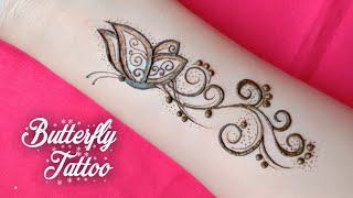 How to draw Butterfly tattoo using mehndi || butterfly tattoo || mehndi creations