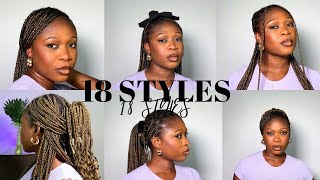 HOW TO STYLE KNOTLESS BRAIDS WITH CURLY ENDS| Beginner friendly| no edges friendly | 18 Styles