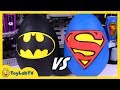 Giant Batman &amp; Superman Surprise Egg Opening with Fun Toys &amp; Play-Doh