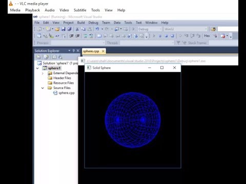 OpengL Tutorial for 3D Graphics primitives Solid sphere WireFrame Sphere
