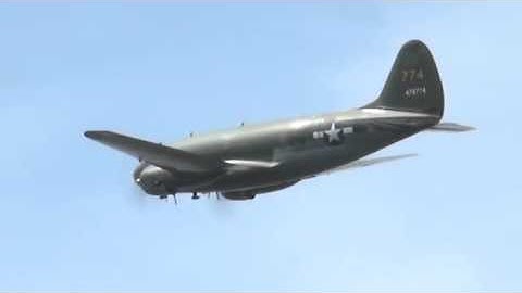 Curtiss C-46 Commando "Tinker Belle" Flying Demo in WWII Weekend 2014