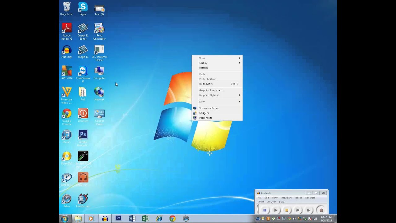 sin iconos de escritorio además de la barra de tareas de Windows 7