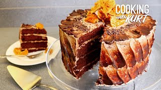 Red Ribbon Choco Mocha Crunch Cake - with Mocha Frosting and Honeycomb Candy | Cooking with Kurt