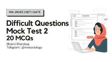 Difficult Questions in Sociology | 20 MCQs | Mock test 2 | MA JNUEE | NTA NET | GATE 2021