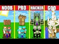 Minecraft Battle: CASTLE BUILD CHALLENGE - NOOB vs PRO vs HACKER vs GOD / Animation HOUSE TOWER