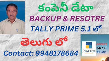 218. Backup and Restore Company Data  in Tally Prime 5.1 | TELUGU | Expert Tally Prime