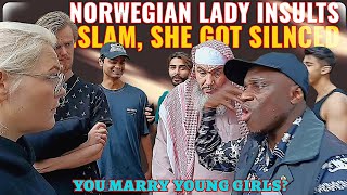 Norwegian Lady INSULTS Islam & Got Silenced! Lamin Speaker's corner
