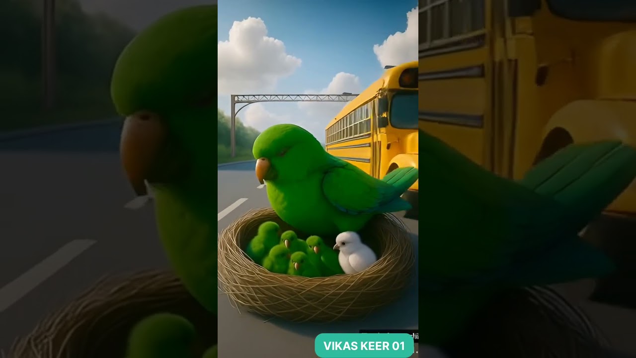 The story of a parrot who made a nest and laid eggs on the high way road || #ai #parrot #shorts