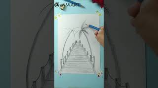 اسهل رسمة منظر طبيعي بقلم الرصاص فقط رسم shorts رسم_سهل رسومات