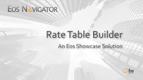 Eos Navigator: Rate Table Builder