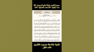 سورة الفجر، تلاوة خاشعة بصوت القارئ علاء عقل