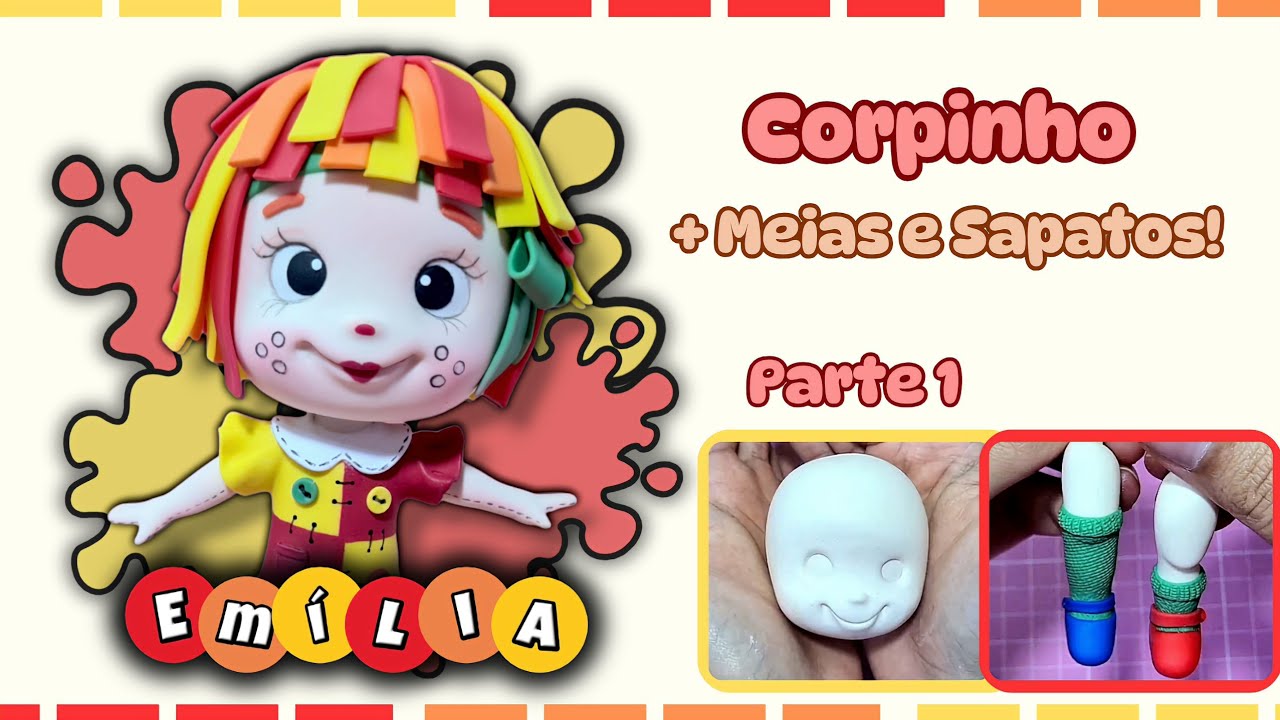 Passo a Passo Emília em Biscuit Parte - 1| Modelando o Corpinho + Meias e Sapatos