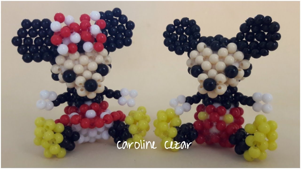 Passo a passo Minnie de miçangas - parte 1 (Beaded Minnie/Beading Tutorial)
