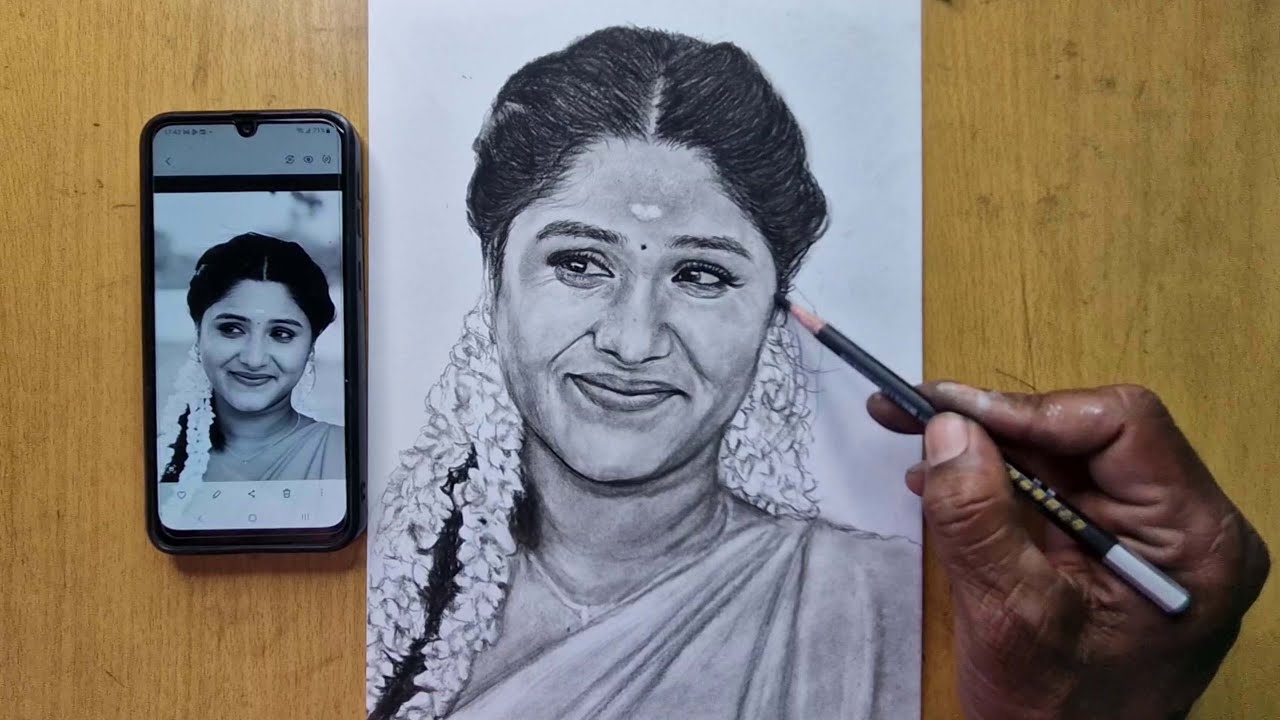 Sindhu Bhairavi Serial Actress Pavithra B Naik | Pencil Drawing  