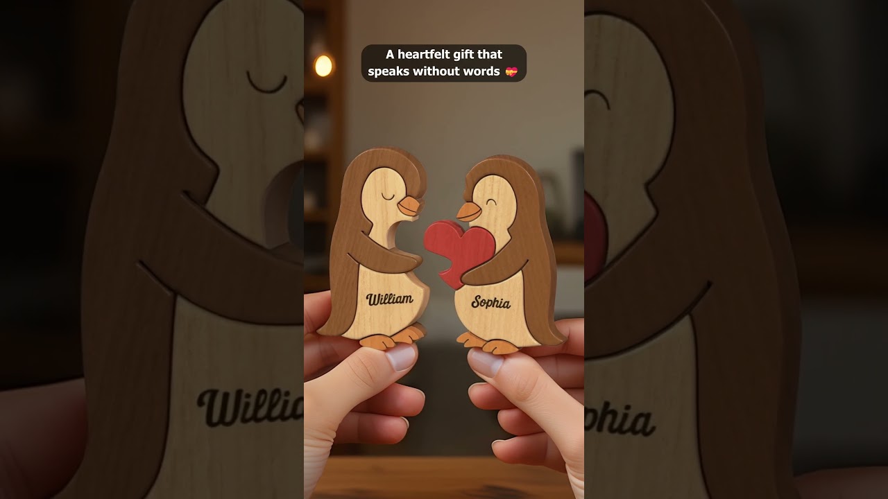 Penguin Shaped Wooden - Personalized Gift For Husband And Wife - We Are Together - WPC MQ0506 V1.2