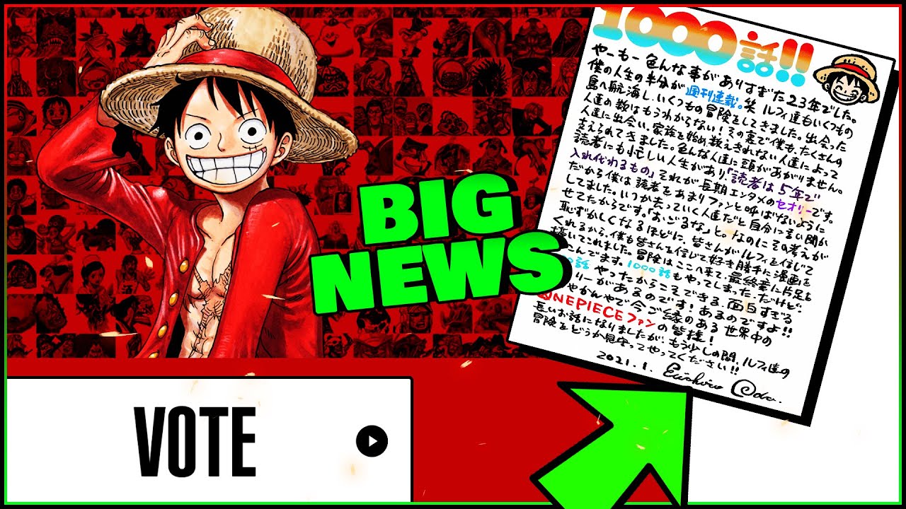 Eiichiro Oda S Chapter 1000 Message New One Piece Popularity Global Poll B D A Law Youtube