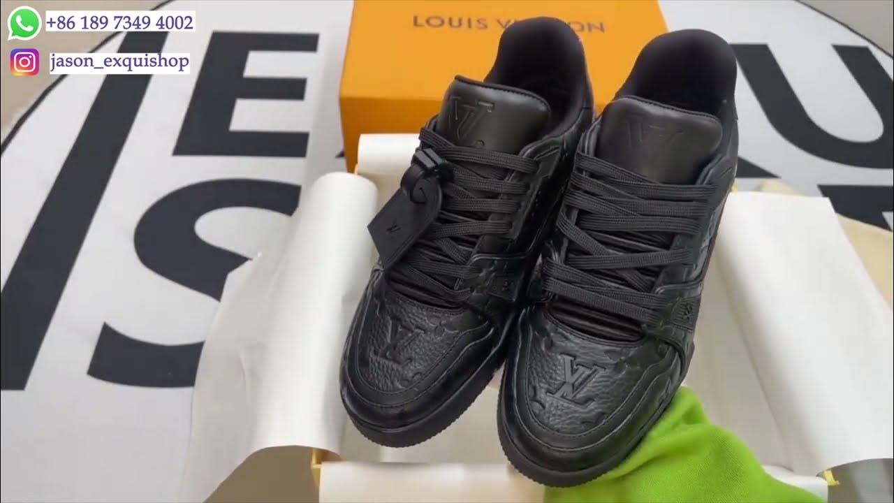 Louis Vuitton Trainer All Black / Embossed REPLICA UNBOXING 4K