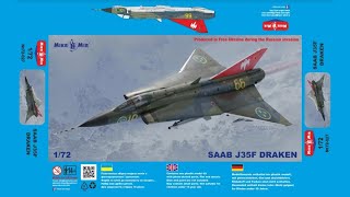 Unboxing MIKRO MIR 72-027 1/72 SAAB J35F Draken Plastic Model Kit