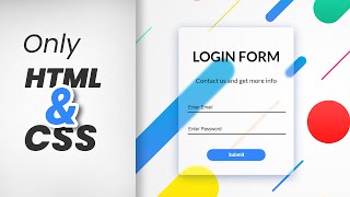 Glassmorphism Login Form using Html & CSS | CSS Animated Login Form | Login Page in Html and CSS