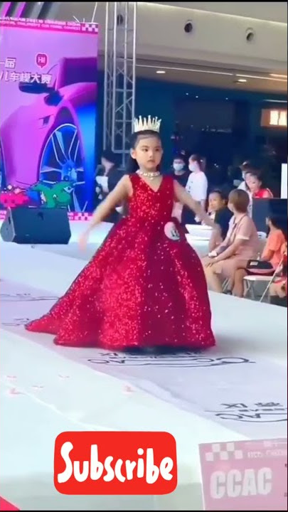 baby girl ramp walk // red gown