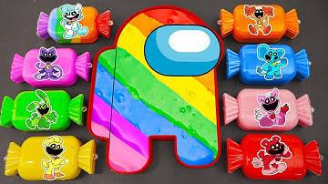 Satisfying ASMR | Making Rainbow Among US Bathtub by Mix SLIME in Smiling Critters CLAY Coloring