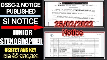 OSSC TWO IMPORTANT NOTICE DECLARED//JUNIOR STENOGRAPHER AND SUB INISPECTOR//OSSTET RESULT BIG UPDATE