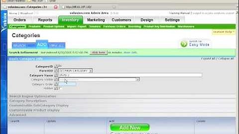 Volusion Experts Setting Up Categories- Adding Categories Video