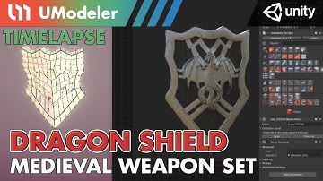 3D Modeling in Unity - Timelapse of Modeling & Unwrapping a Dragon Shield of Medieval Weapon Set