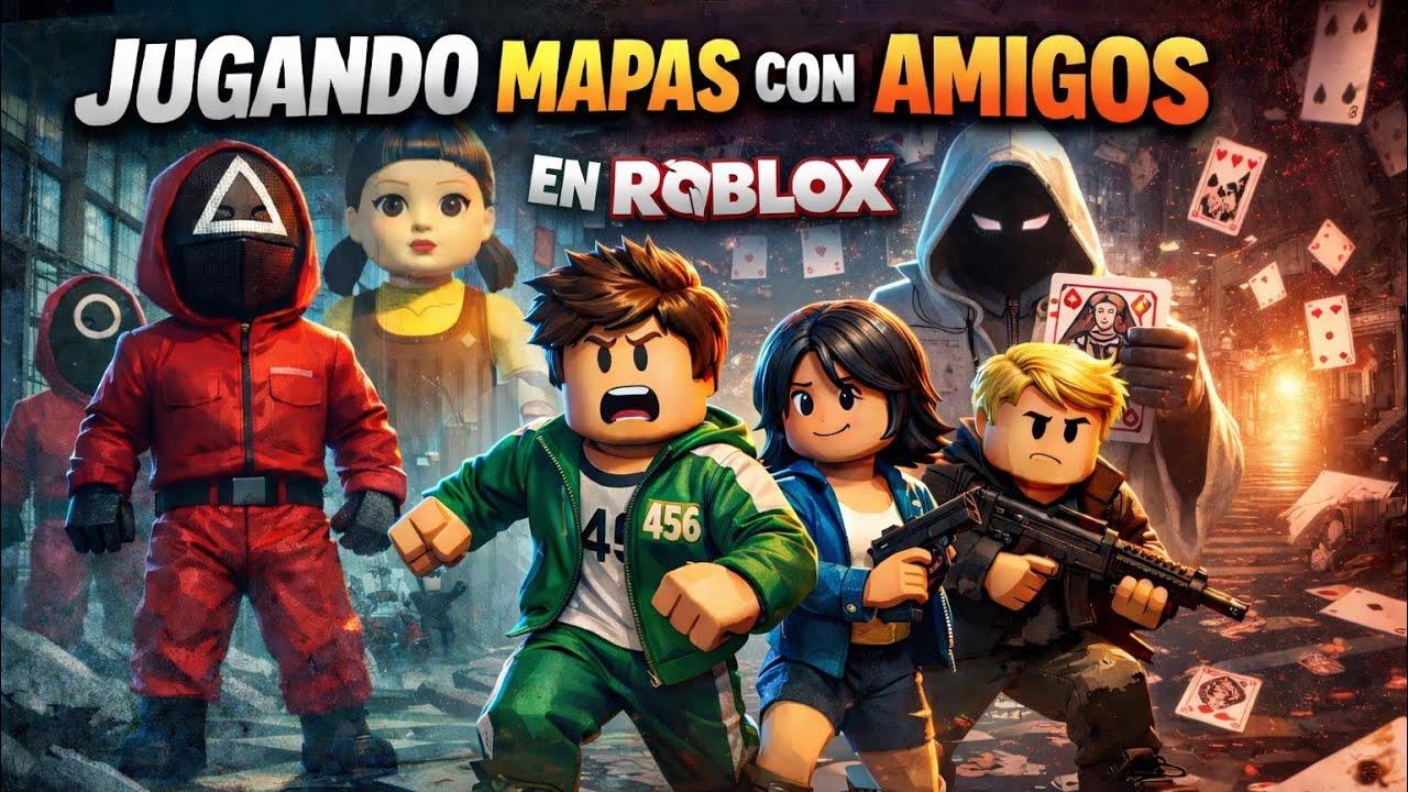 JUGANDO AL MAPA DE 🦑SQUID GAME & 🃏ALICE IN BODERLAND CON AMIGOS EN ROBLOX 