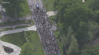 Students lead protest on Clayton Road in Ladue