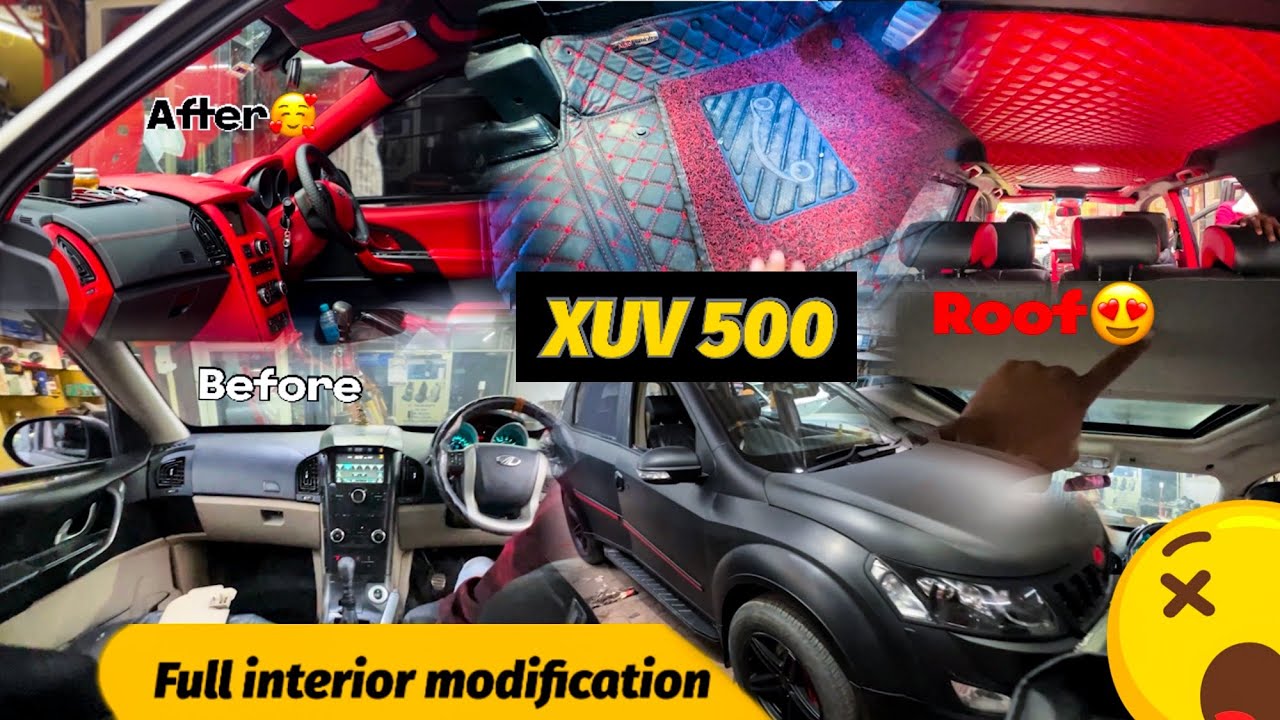 Xuv 500 w11 full interior modification | interior design black and red  