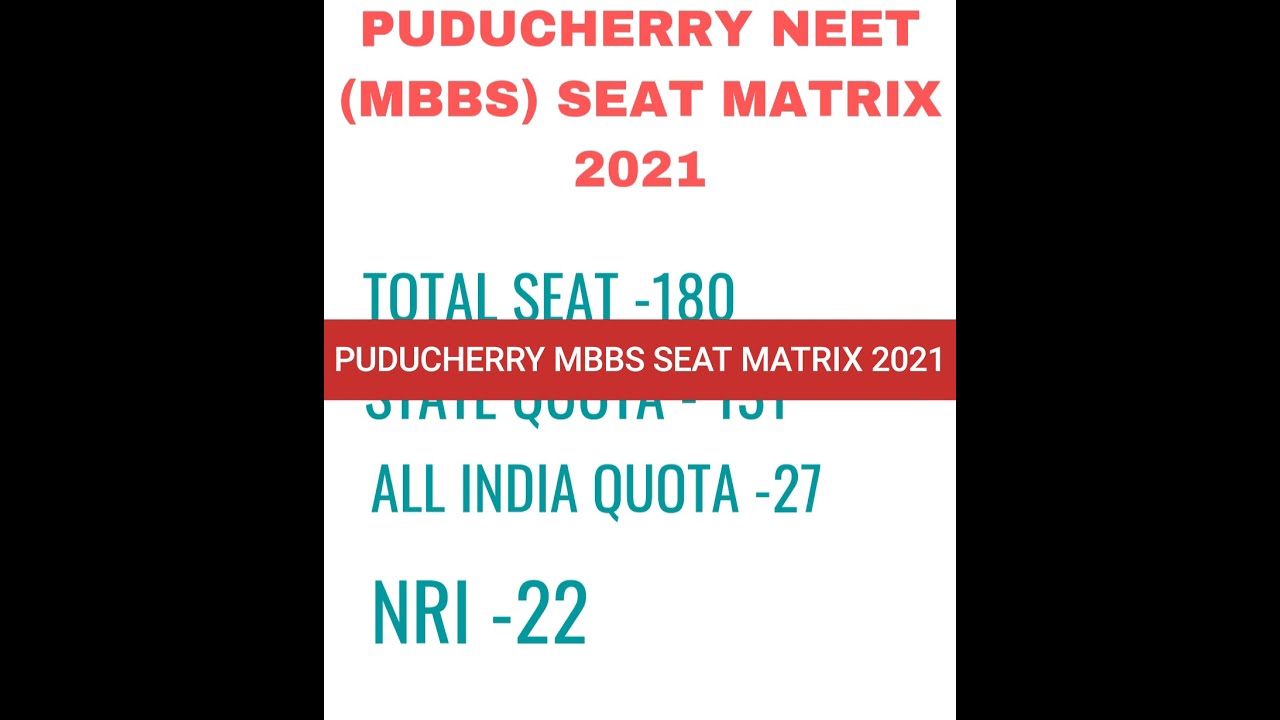 PUDUCHERRY MBBS SEAT MATRIX 2021