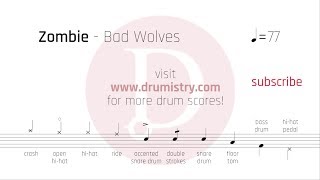 Video thumbnail of "Bad Wolves - Zombie Drum Score"