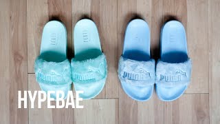 puma fenty slides blue