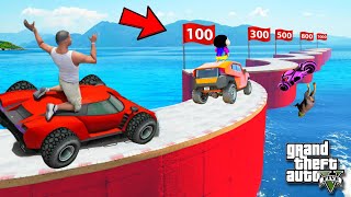 SHINCHAN,FRANKLIN & CHOP PLAY CURVY BEACH RAMP CHALLENGE WITH BIKES & CAR IN GTA5