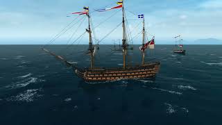 Massive and Aggressive British Fleet taking on a Small Pirate Fleet!!! Naval Action PvE