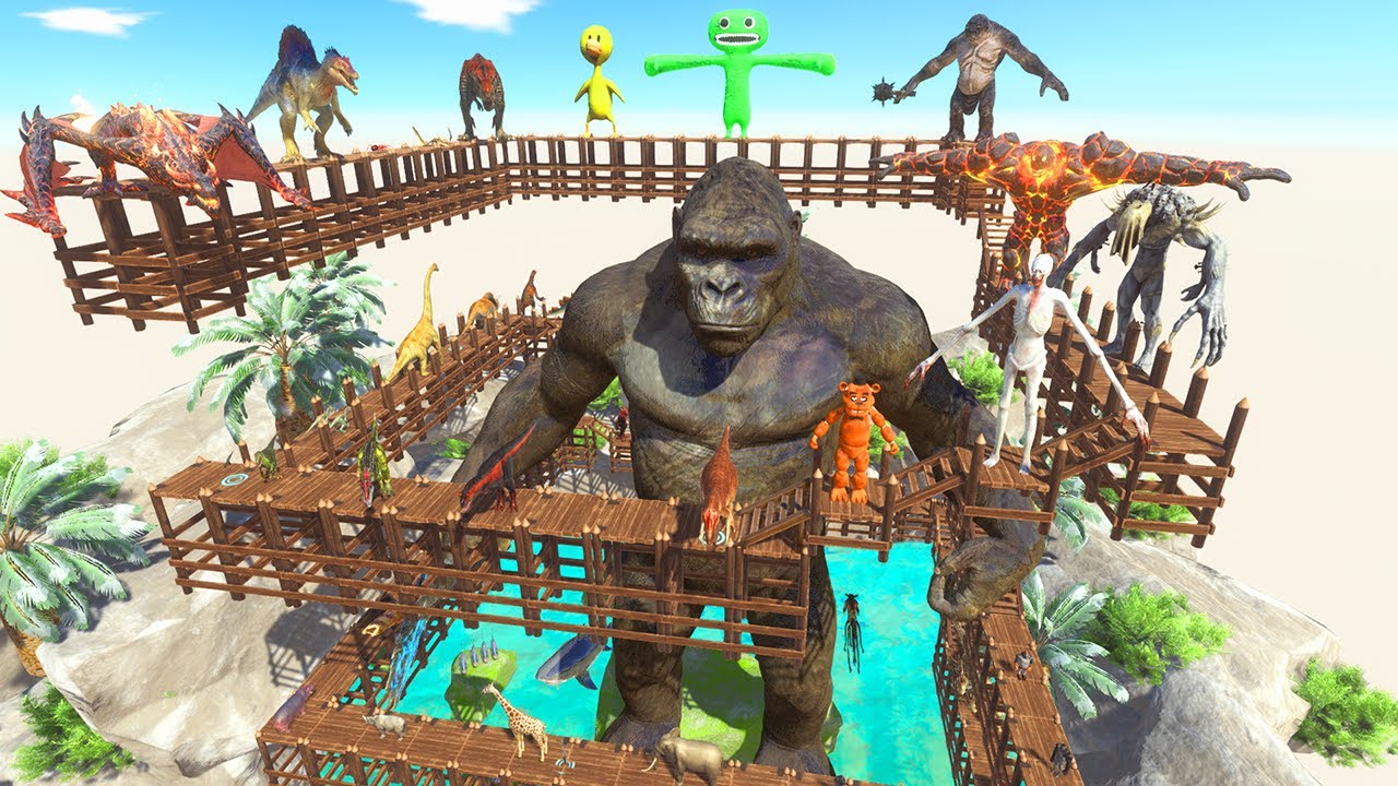 Parkour & Hunting BIG BOSS KING KONG Jumping in Lake with Bloop