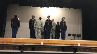 Union HS Army JROTC Unarmed Platoon Inspection at Delsea Drill Meet on Dec 10, 2016
