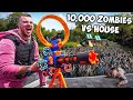 10,000 ZOMBIES Vs MY HOUSE! 24 Hour BATTLE ROYAL!