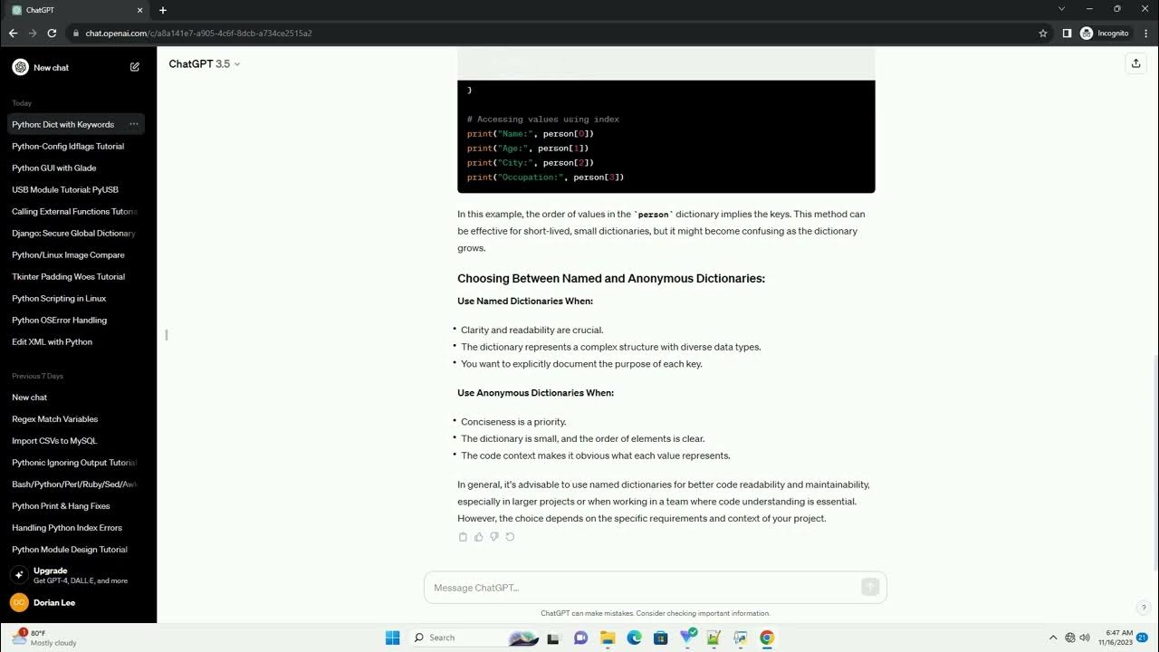 In Python use dict with keywords or anonymous dictionaries - YouTube