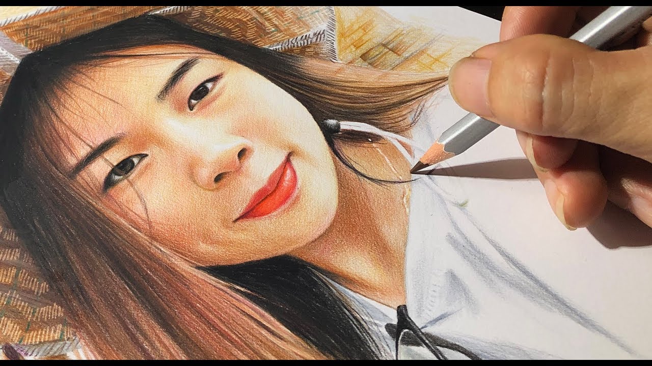 Drawing a Beautiful Girl With Colored Pencil  $11 - DP Truong